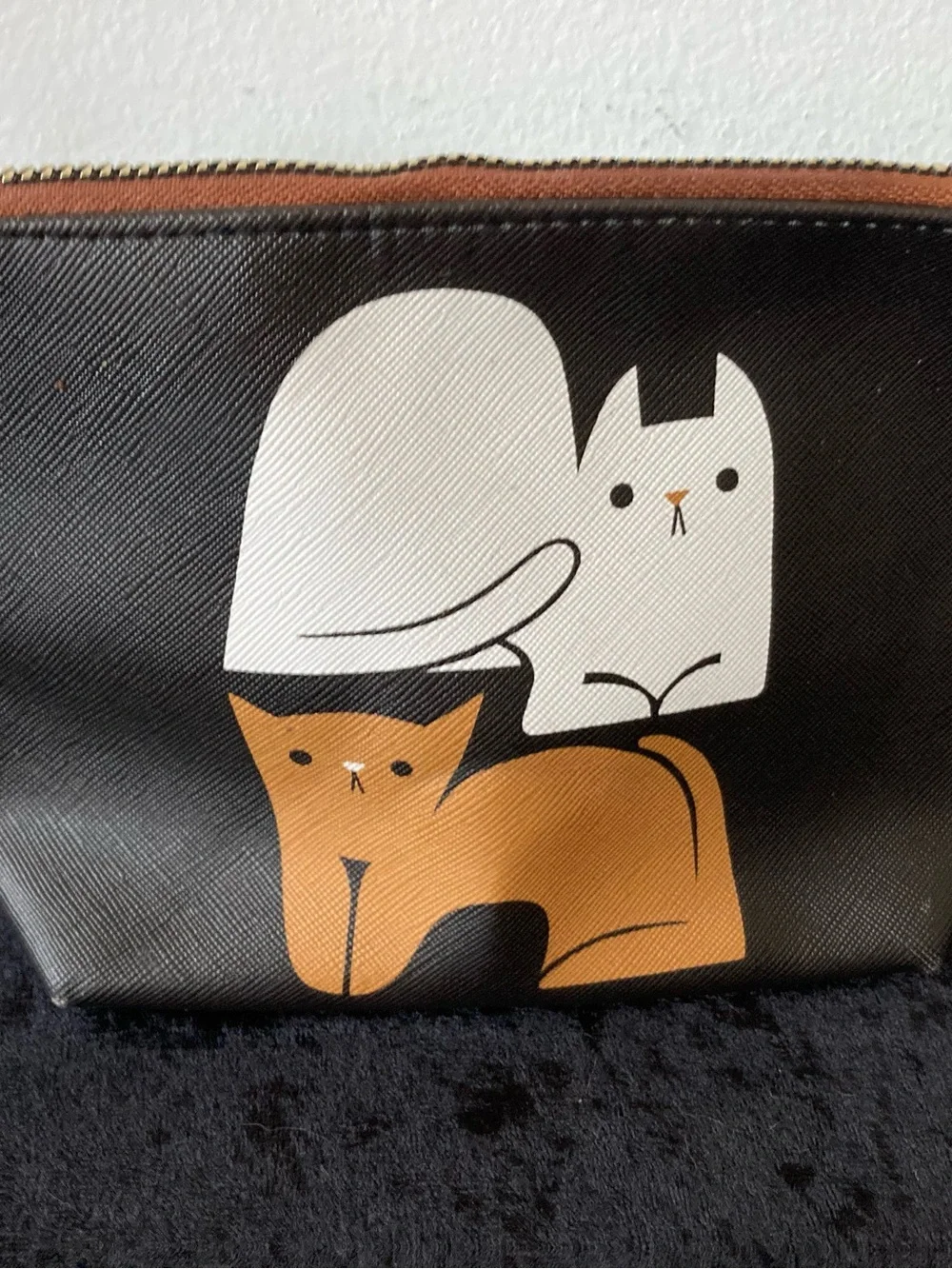 Kitty Cat Print Zipper Makeup Bag Pouch - White & Orange Cats OCS Designs
